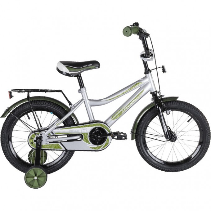 Детский велосипед TECH TEAM CANYON 16" серо-зелёный (сталь) NN003794