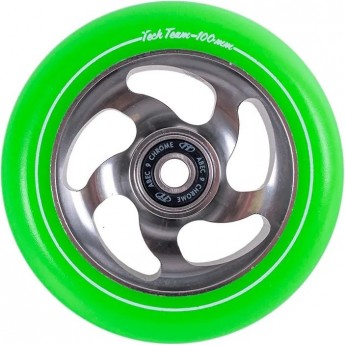 Колесо TECH TEAM для самоката X-Treme 100*24мм Curved, green