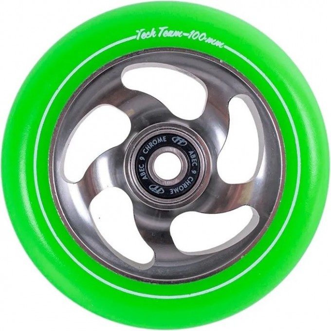Колесо TECH TEAM для самоката X-Treme 100*24мм Curved, green NN007607