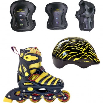 Набор роликовых коньков и защиты детский TECH TEAM MAYA SET черно-желтый, размер 27-30